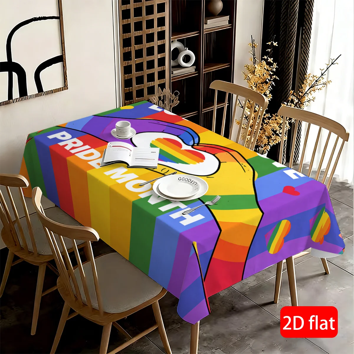 Vibrant Pride Month Love Hands Tablecloth Waterproof Picnic Blanket for Party Decor Celebration Supplies