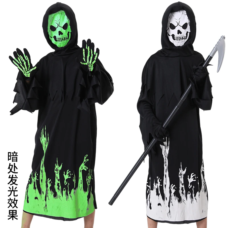 Halloween Night Light Skeleton Clothes, Green Light Ghost Clothes