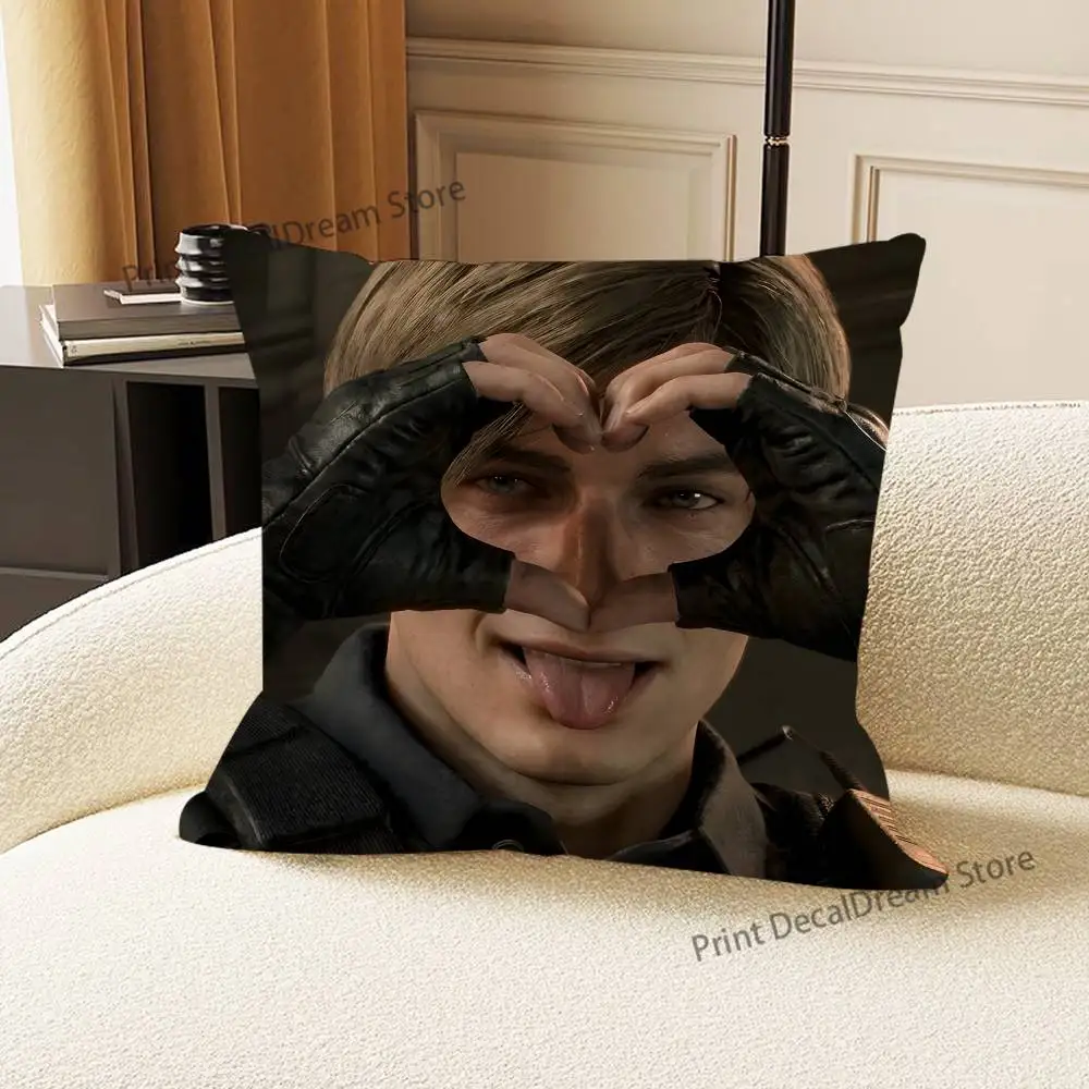 RE9 Leon R-Resident Printed Pillow Cover Cushion Case Simple Sofa Pillow Case No Pillow Core