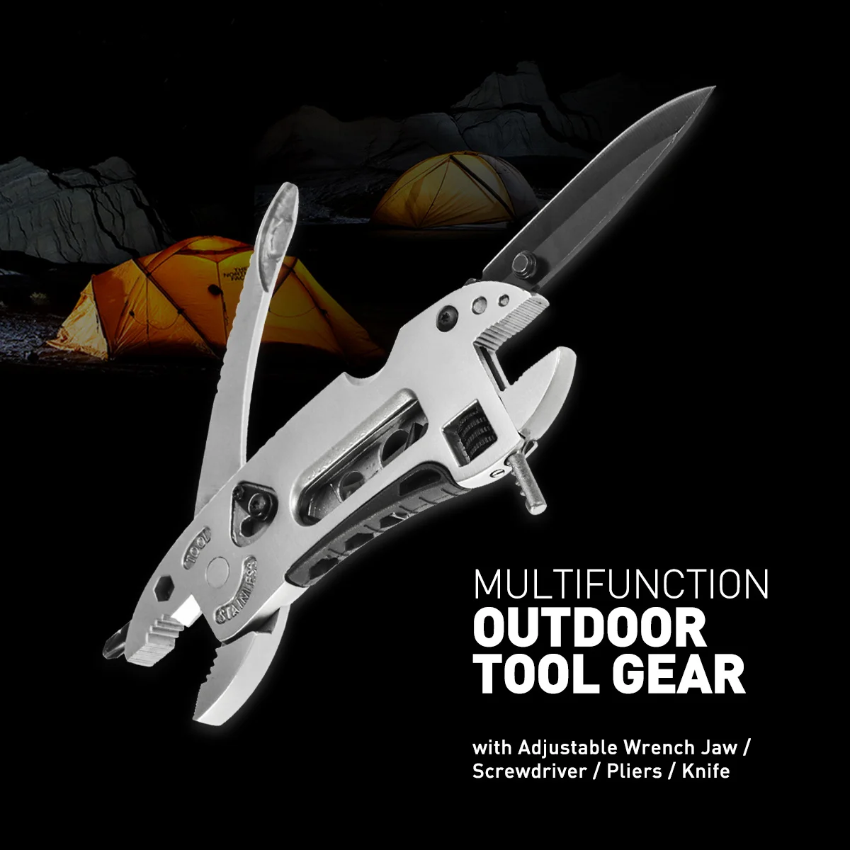 

Multifunction Outdoor Tool Stainless Steel Compact Pliers Wrench Screwdriver Silver 12X4Cm Camping Travel Gear