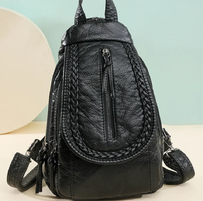 

2026 Korean New Fashion High Quality Soft Leather Small Backpacks Women's Large Capacity Shoulder Bags Crossbody Chest Bag