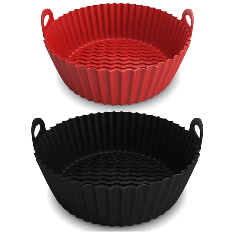 2Piece Reusable Airfryer Basket Parchment Paper Air Fryer Silicone Pot Oven Air Fryer Accessories