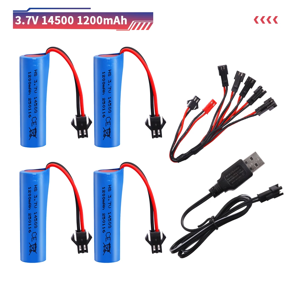 3.7V14500 1200mAh Battery For RC TOYS Lipo Battery For C2 D828 toys accessories helicopter car Baot Tank Gun Trucks Trains parts