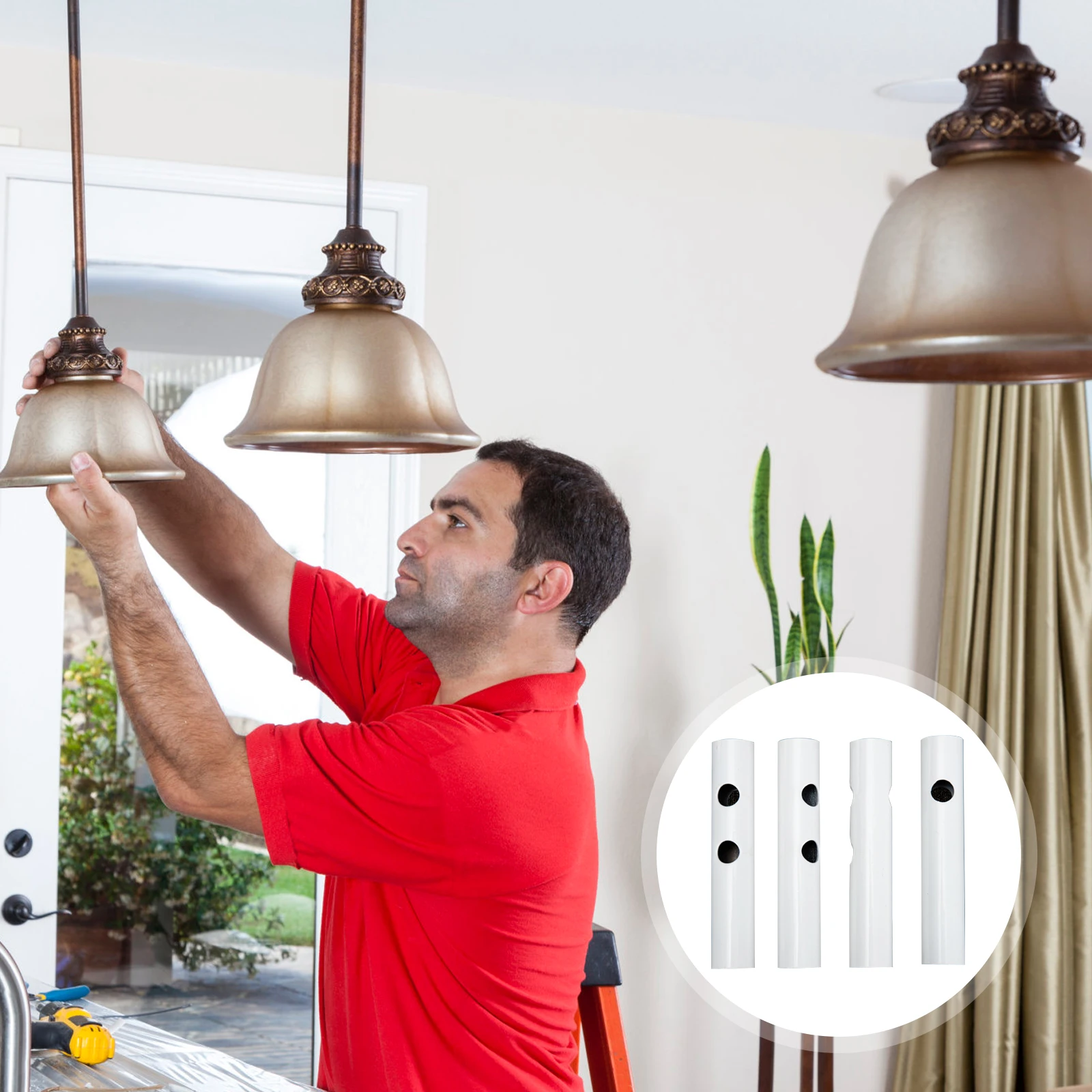 

4Pcs Chandelier Light Extension Pole Iron Material Rustproof Smooth Surface Wall Lamp Rod for Various Lamps Chandelier Pole