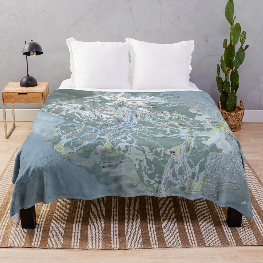 

Crested Butte Resort Trail Map Throw Blanket Thins for babies Beach Furry Blankets
