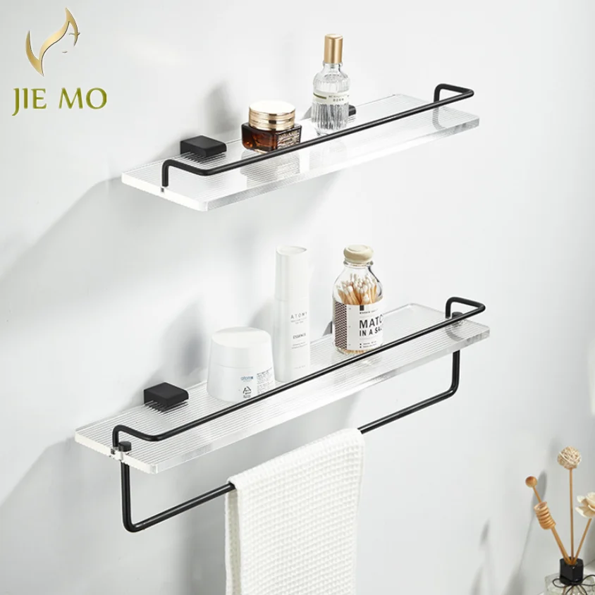 

Bathroom acrylic shelf space aluminum shelf wall hanging toilet towel storage rack towel bar