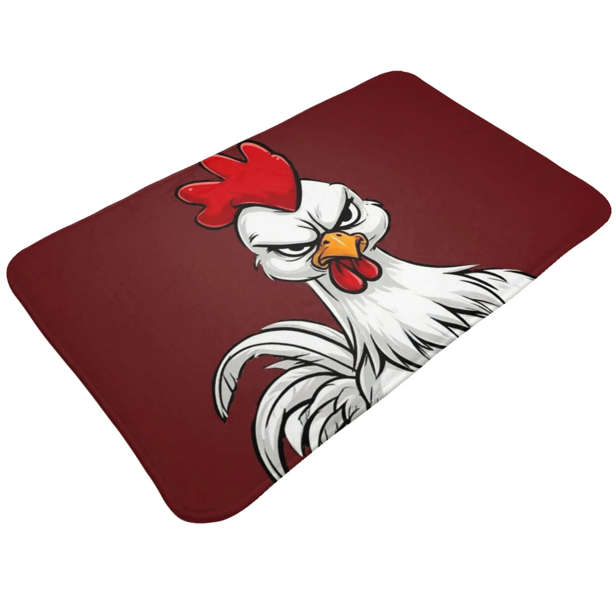 Angry Cartoon Rooster Graphic Doormat Bath Kitchen Mat  Absorbent Home Decoration