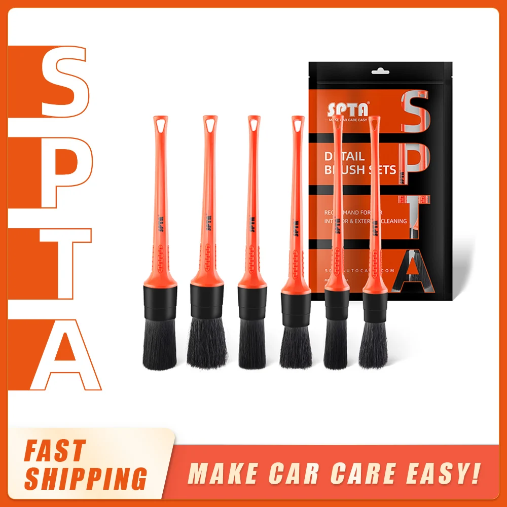 SPTA PP & Boar Hair Car Wash Car Detailing Mix Brush Set Auto Car Cleaning Detailing Set Dashboard Air Outlet Cleaning Brush