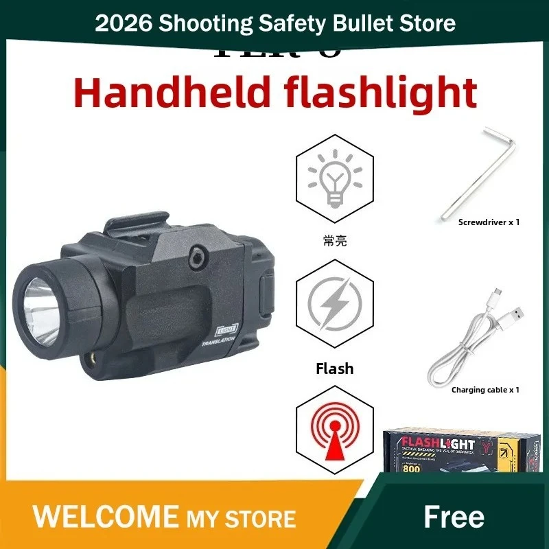 Universal 20mm Rail Metal Flashlight Kit Dual Lighting Modes Portable Rechargeable Hobby Shooting Game Accessory