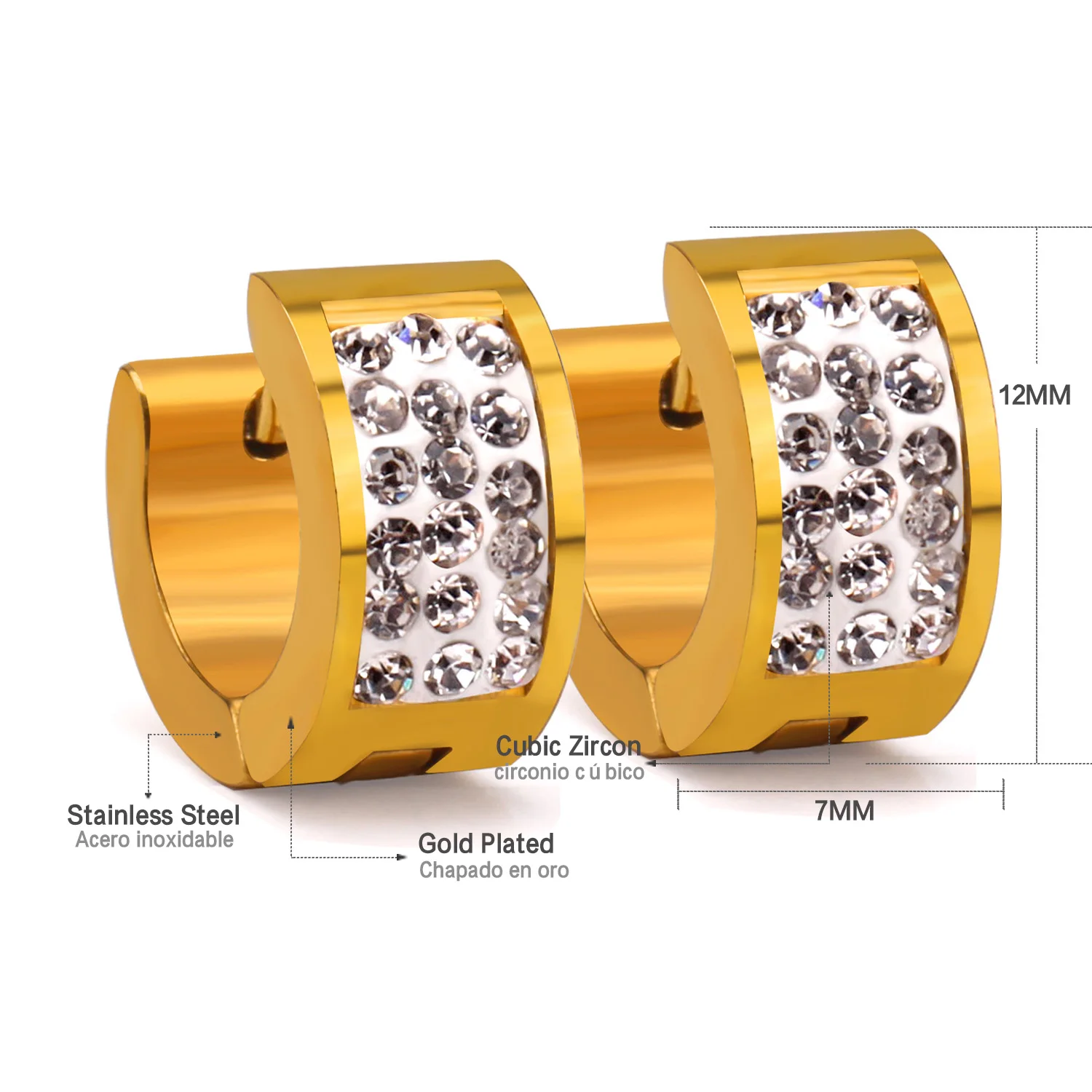 12 Paar Edelstahl Creolen Set Gold/Silber Ohr stecker mit Zirkonia für Frauen Party Schmuck Zubehör