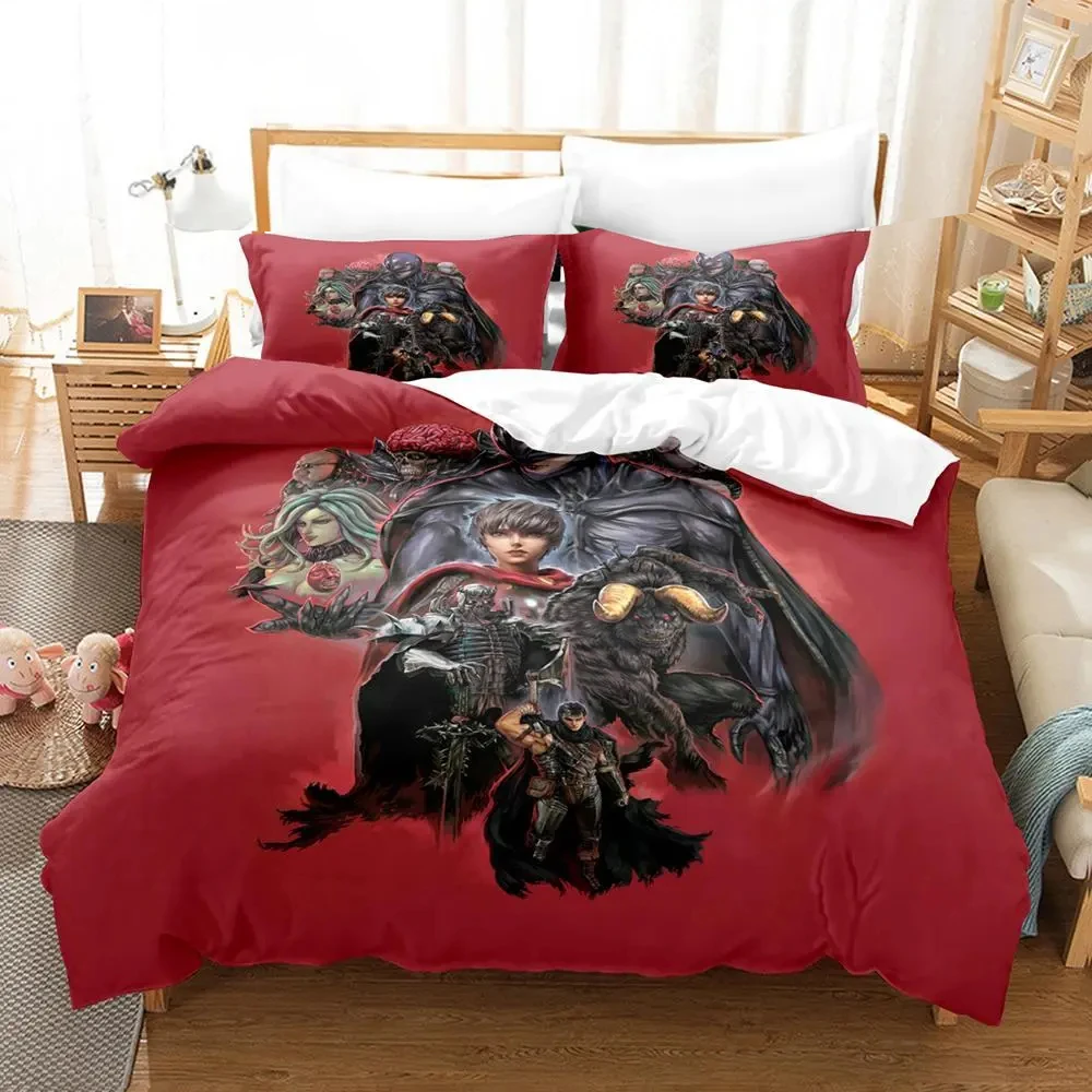 Imagem -04 - Anime Print Conjunto de Cama para Adultos Capa de Edredão Cobertor Fronha Duplo Gêmeo Rei Meninos Meninas Quarto Berserk3d