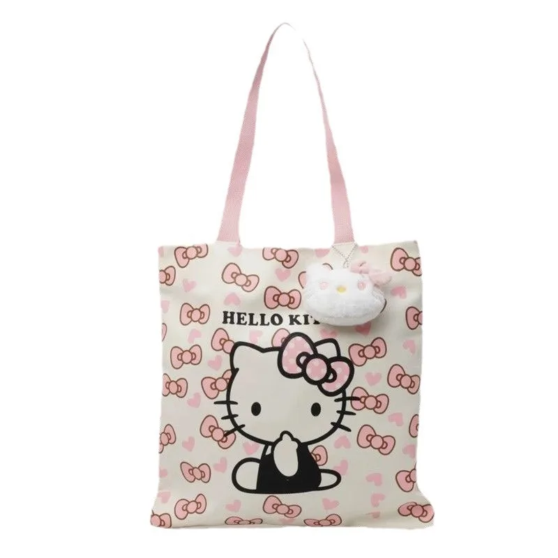 Cute Hellos Kittys Commuter Tote Bag Pink Kittys Canvas Bag Damskie torby o dużej pojemności Torba na ramię dla studentów Prezenty