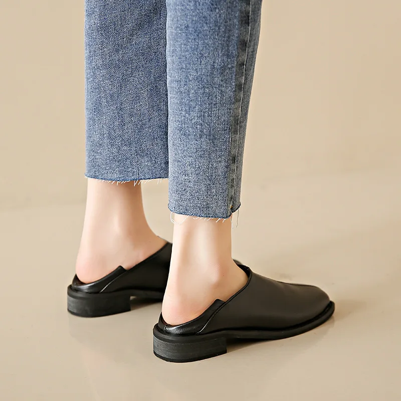Commuting Single Shoes for Women 2024 Autumn Style Square Head Women's Two Wear Set with Shallow Mouth Design for Women's Shoes