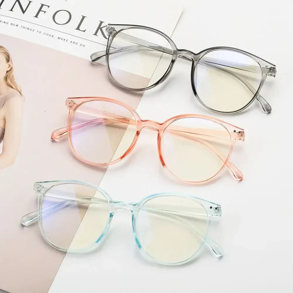 Luxurious Glasses Oversized Anti Blue Light Glass Transparent Frame Anti Radiation Office Vintage Clear Len Round Frame Goggles