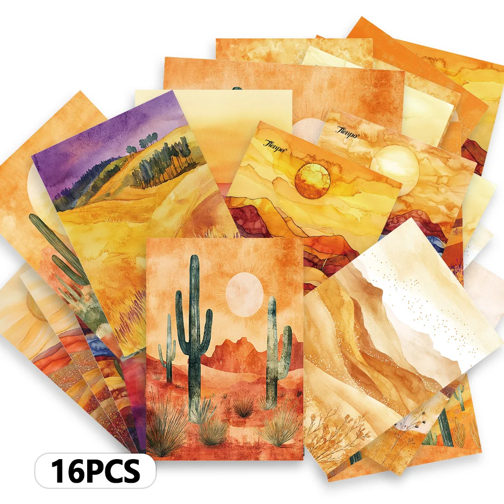 

16pcs,Desert Sunset Postcards,New Year Gifts, Christmas Gifts, Living Room Decoration Bedroom Decoration, High-Quality Cardstock