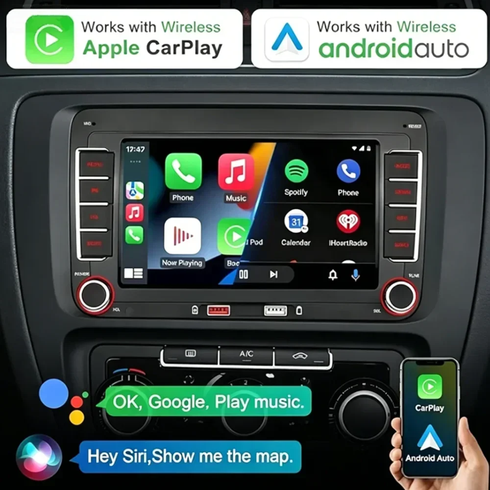 7inch Car Multimedia Player Radio Wireless CarPlay Android Auto FM RDS 2 Din Player Car Radio For VW Golf MK5 MK6 Polo Passat
