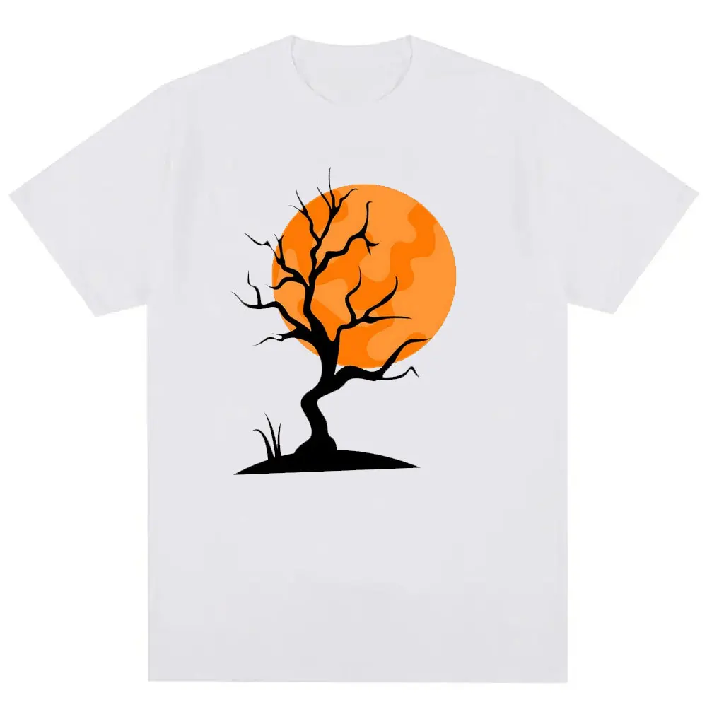 Spooky Season Halloween Shirt Orange Full Moon and Tree Design Perfect Fall and Trick-or-Treat Tee Spooky Season Tree Harajuku image 3