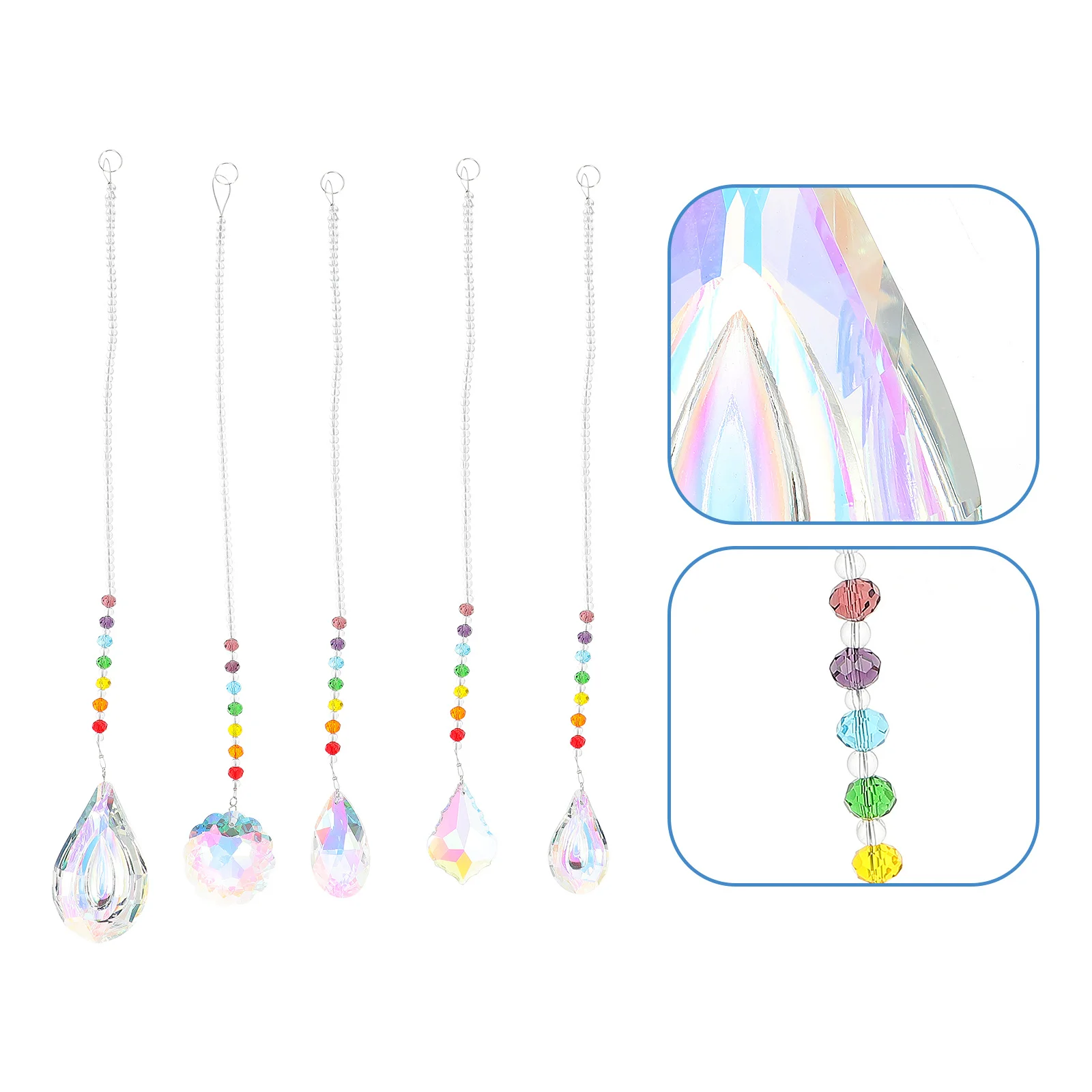

5Pcs Colorful Crystal Prisms Pendant DIY Hanging Window Decor Rainbow Refraction Light Home Gift Decoration DIY Hanging Ornament