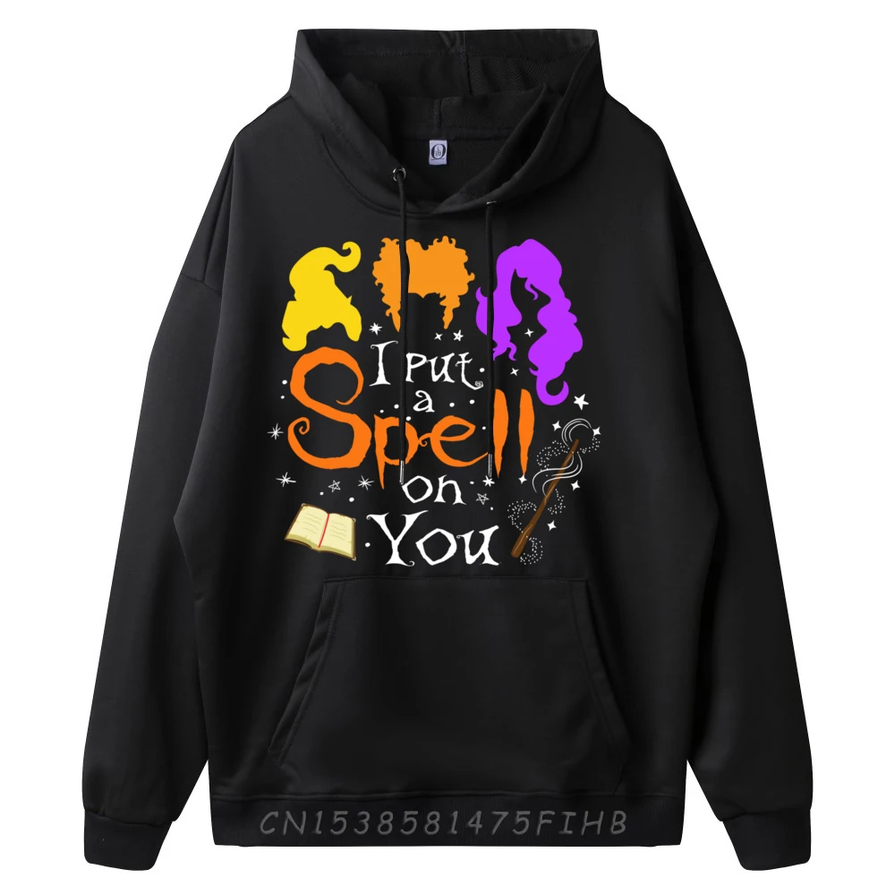 Halloween Scary Costume I Put a Spell On You Polyester Fiber Graphic Tees Youth Long Sleeve Hoodie Men