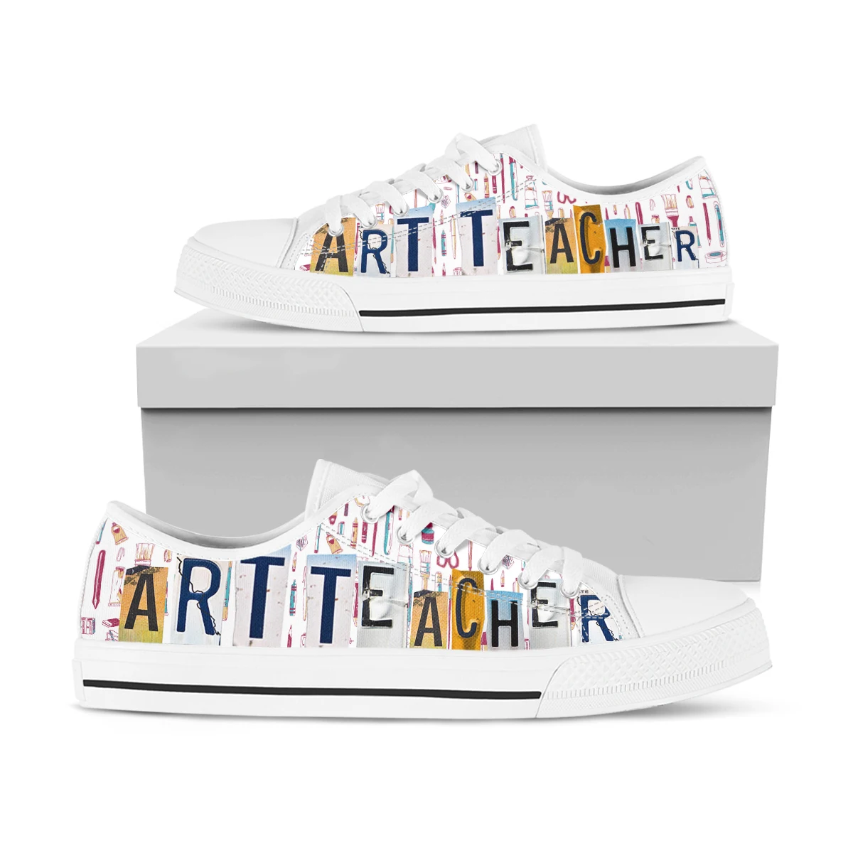 License Plate Art Teacher Women Shoes New Lowtop Sneakers Shoes For Women Canvas Round Toe Causal Flats Women