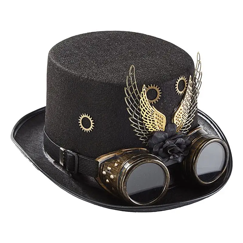 Top Hat With Goggles Vintage Wings And Gear Hat Fancy Costume Hat With Removable Goggles Gothic Accessories For Carnival