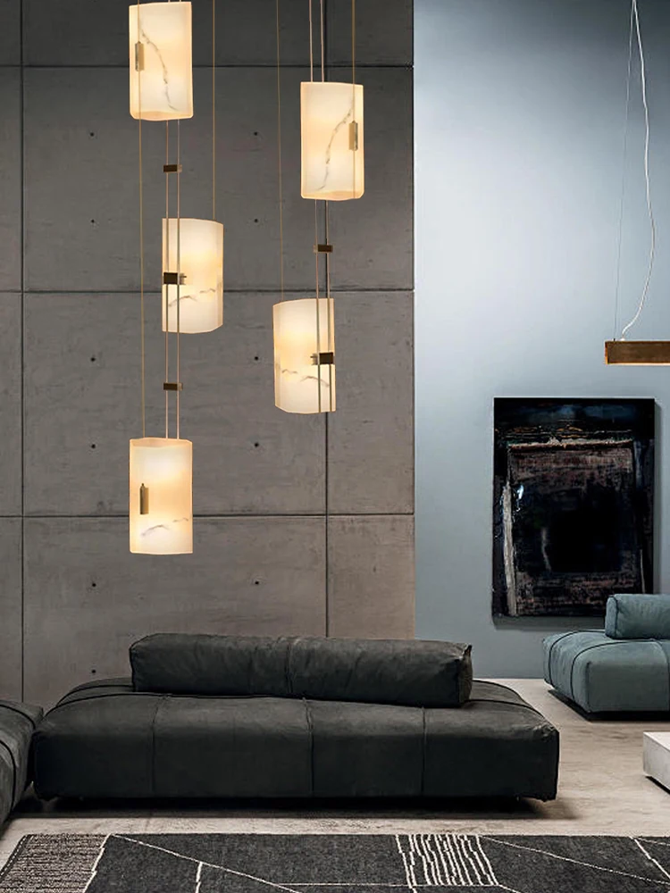 Postmodern Faux Marble Light Fixture Bedside Chandelier Dining Table Ceiling Decoration LED Lamp Trendy Lighting Fixture Lustre image 5