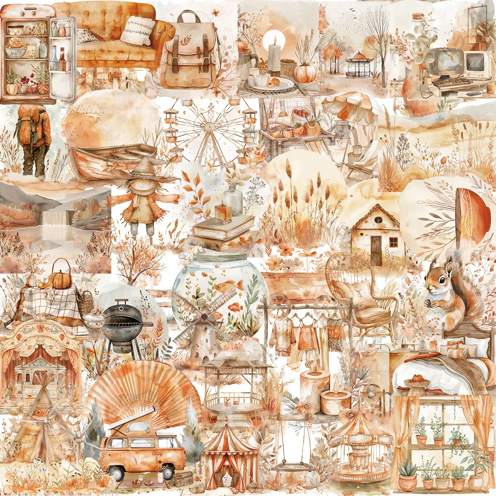50Pcs Watercolor Clip Art Stickers Exquisite Handheld Materials Phone Cases Laptop Suitcases Water Cups Waterproof Stickers