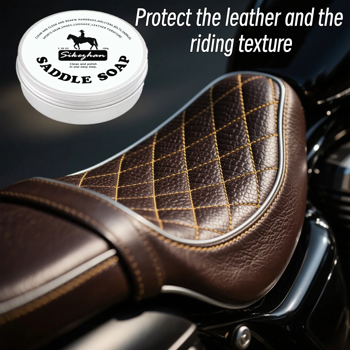 Spülung für Motorrad-Ledersitz, Creme |   Reparatur, Politur und Schutz aus echtem Leder vor Sonnenbekleidung, Risse und Alterung