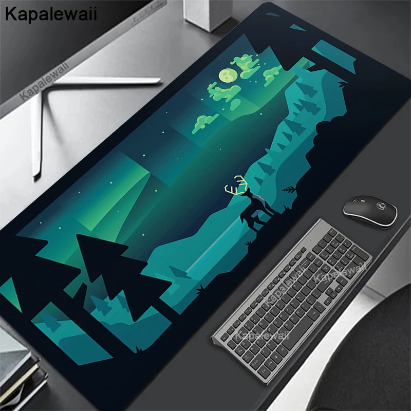 

Green Landscape Mouse Pad Anime Kawaii Gaming Accessories Table Gamer alfombrilla XXL Mause Carpet PC Desk Mat Keyboard Mousepad