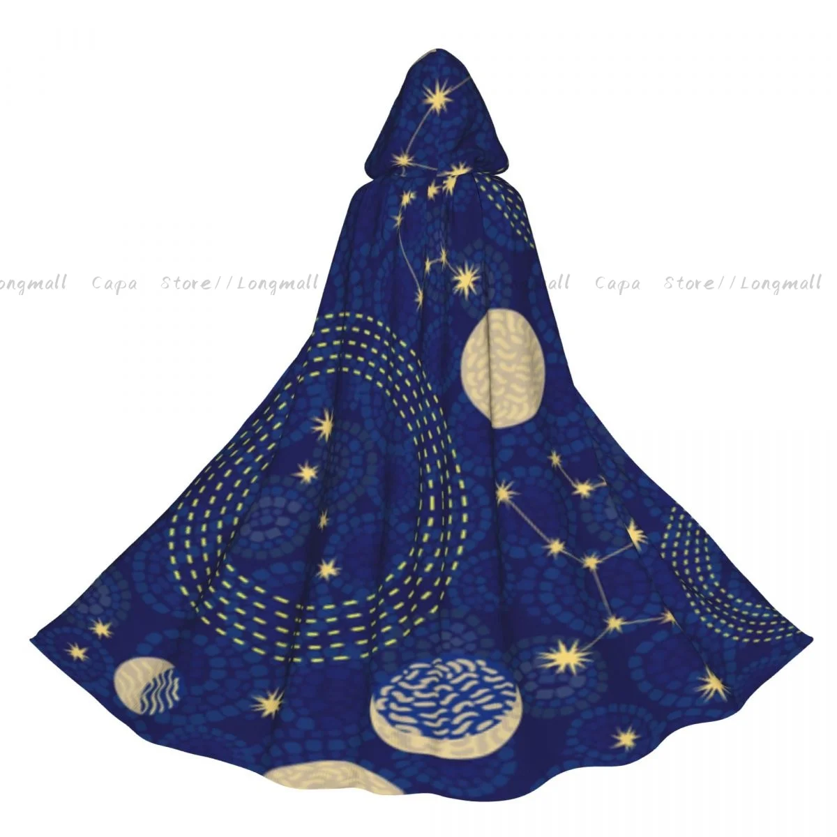 Cosplay Medieval Costumes 1950s 1960s Motifs Retro Constellations And Stars Hooded Cloak Capes Long Robes Jackets Coat Carnival