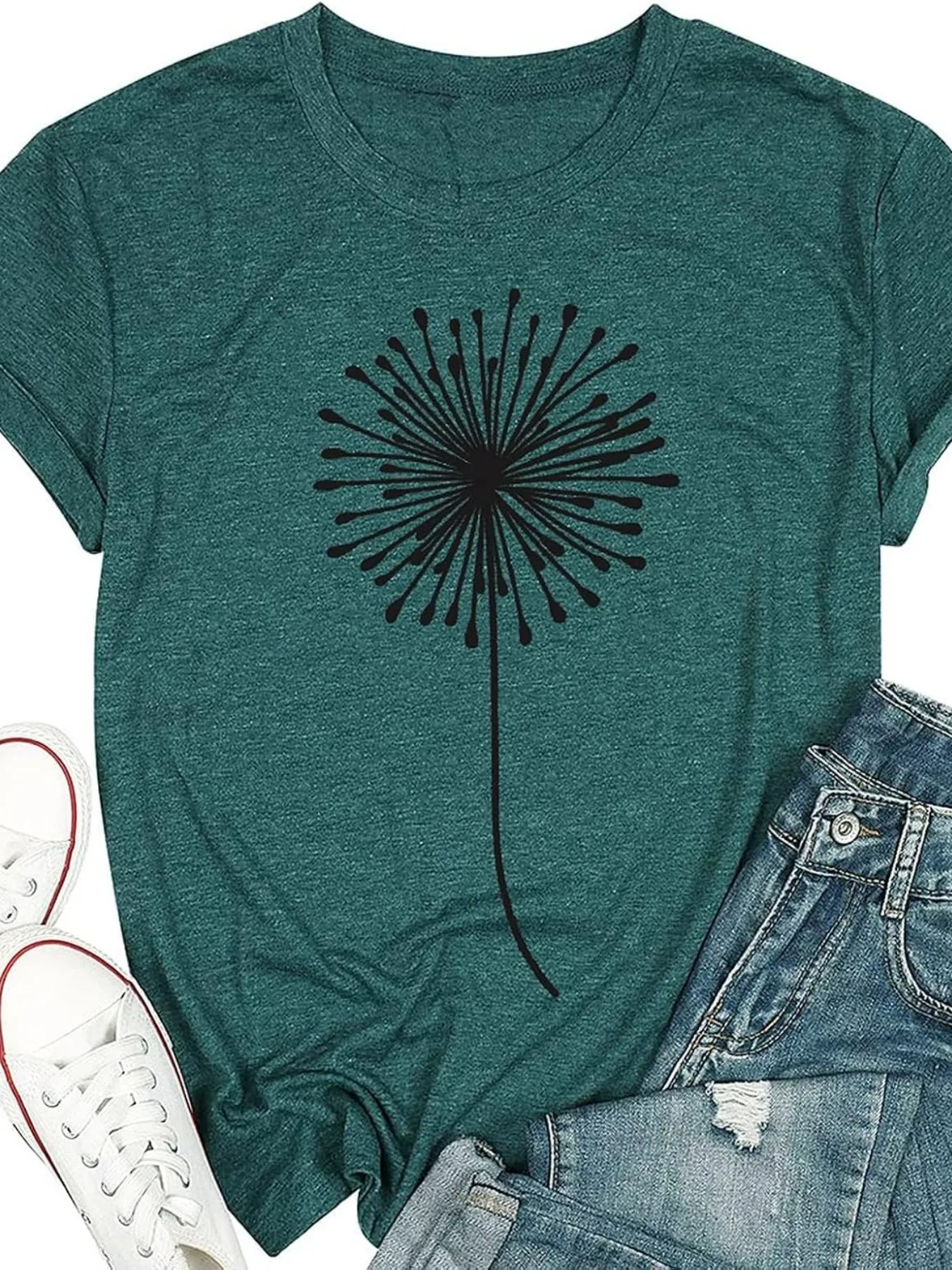 Summer Clothing Essentials Women - Plus-size women's short-sleeve T-shirt Dandelion Seed