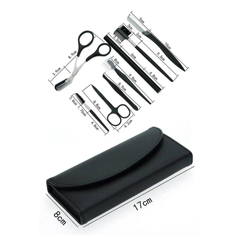 8Pcs/Set Eyebrow Kit Practical Reusable Eyebrow Trimmer Set Beauty Scissors Eyebrow Trimmer Set Travel Use