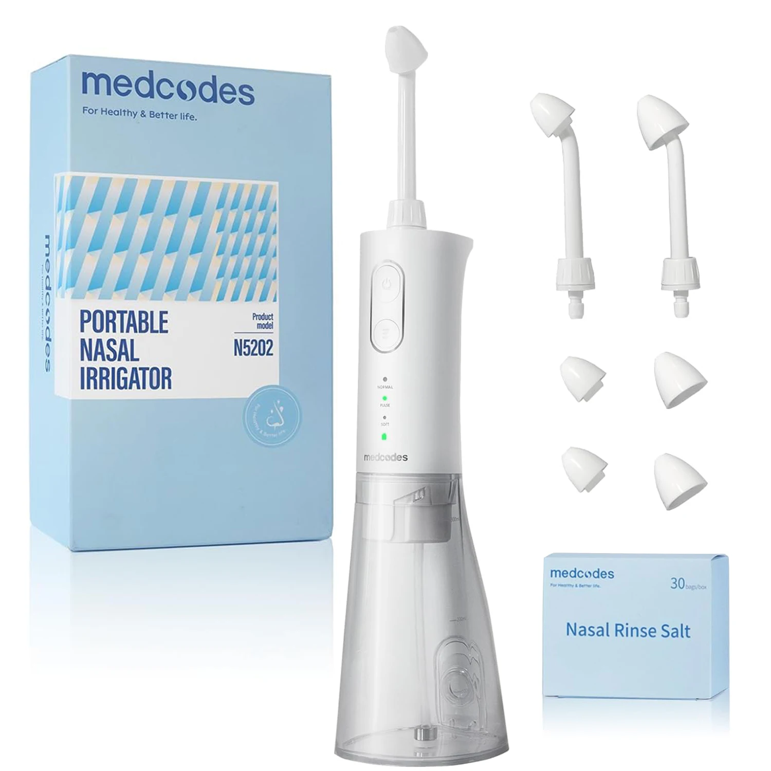 

Electric Nasal Irrigator Cordless Nasal Rinse Machine for Sinus Relief Nasal Electric Neti Pot with 2 Tips and 30 Salt Packs Kit