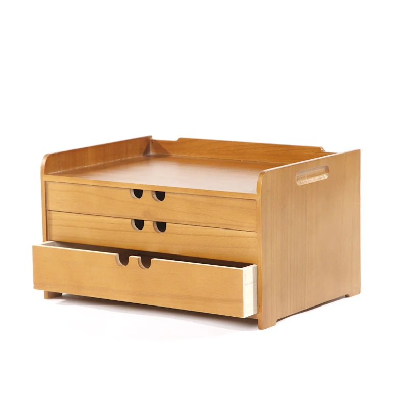 A4 Wooden Desk Storage Drawer Debris Cosmetic Box Jewelry Retro Style Office Creative Gift Home