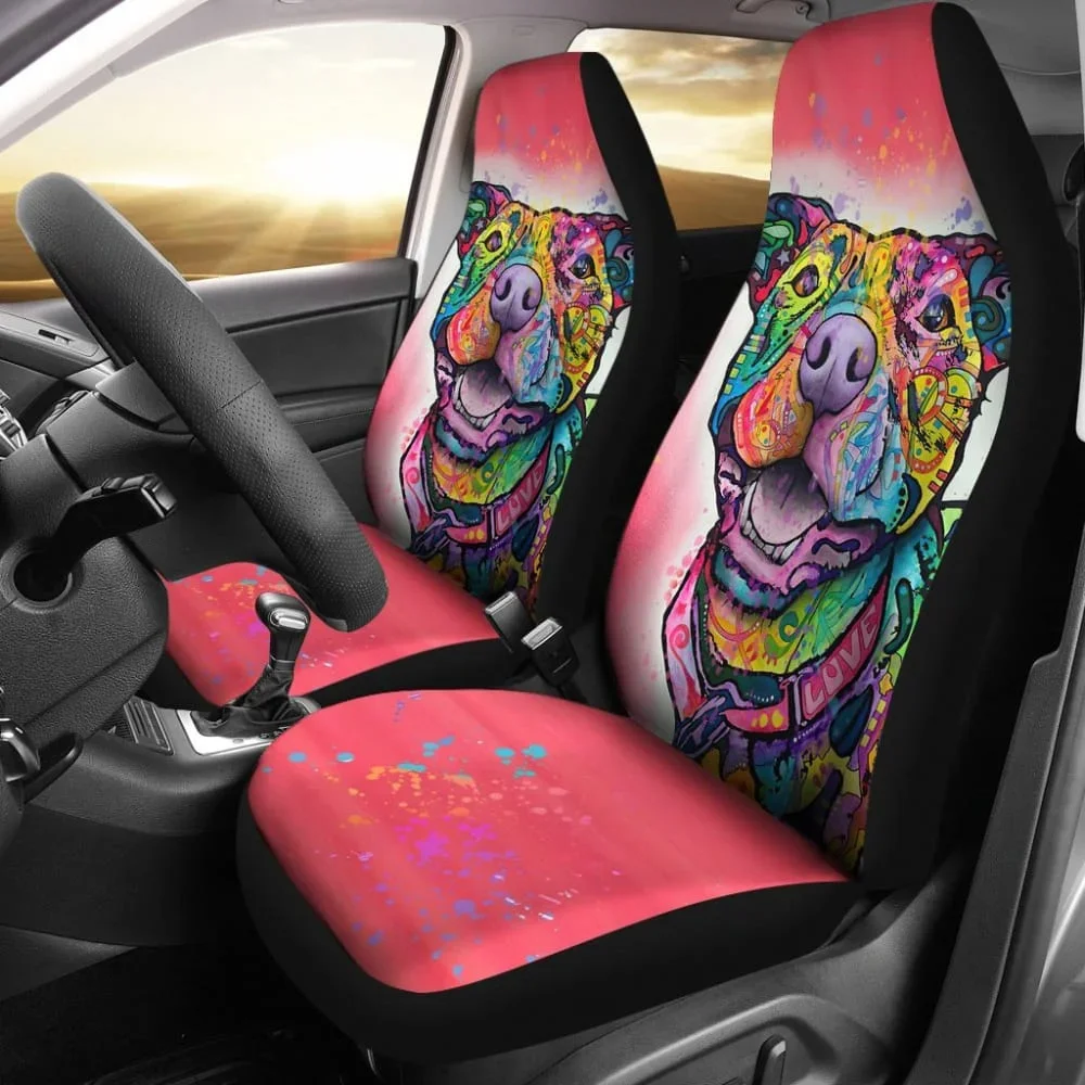 Pink Pitbull for Colorful Lovers Car Seat Covers 211302,Pack of 2 Universal Front Seat Protective Cover