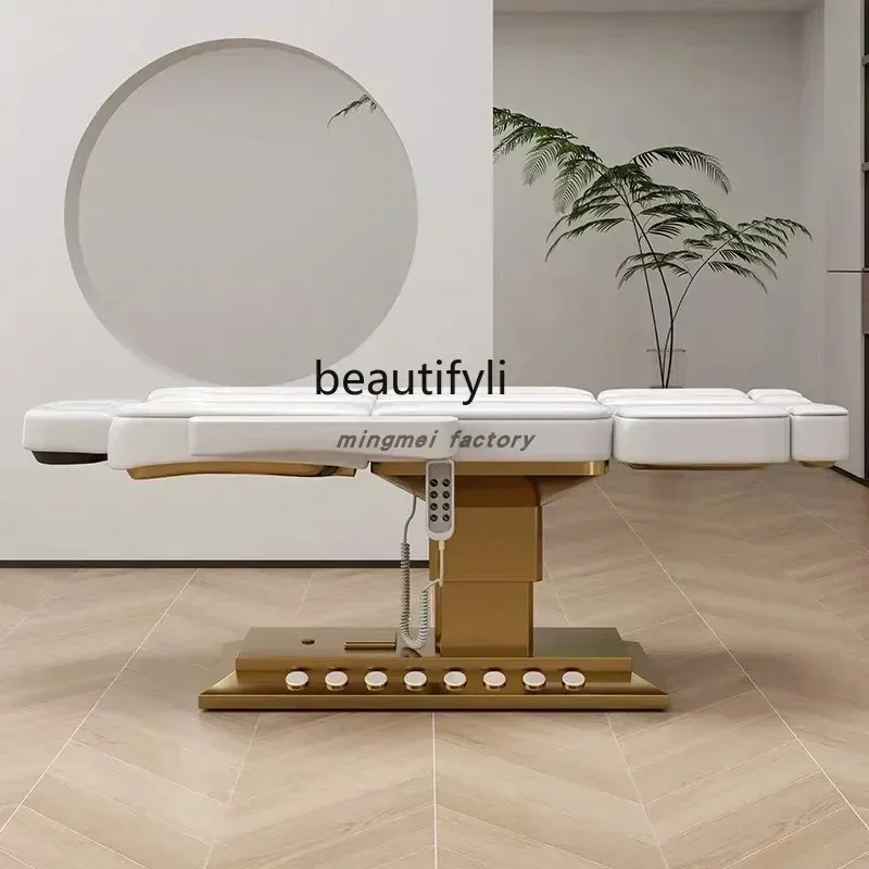 A176  Beauty salon electric lifting beauty bed massage multi-functional physiotherapy bed micro-pattern embroidery bed