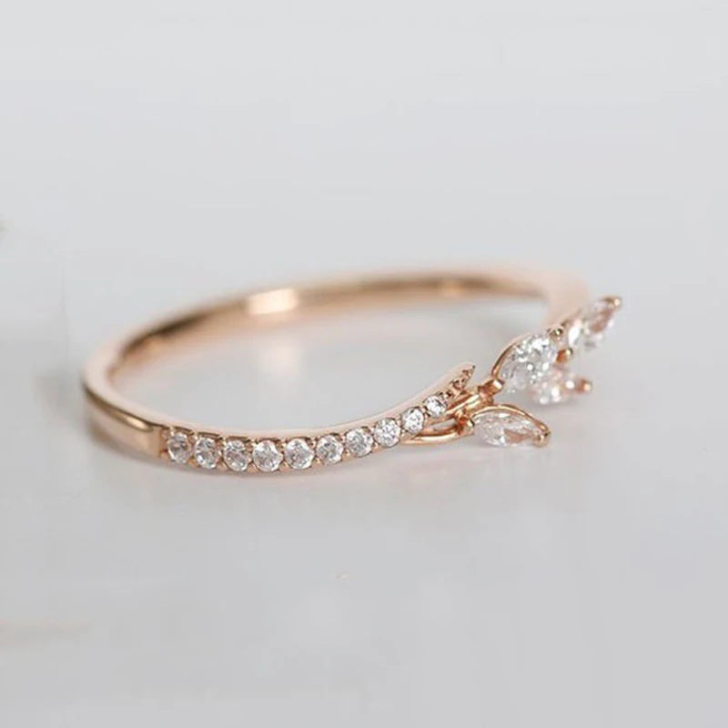 Luxury flower ring for women with white zircon plated rose gold Ring for Wedding party hand jewelry gift image 3