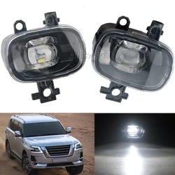 For Nissan Patrol Y62 Patrol Ti/Ti-L 2020 2021 2022 2023 Car Fog Lights White Front LED Daytime Running Light Waterproof