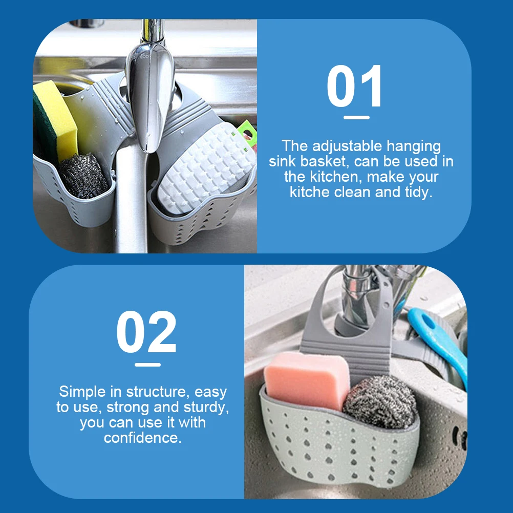 

2pcs Sink Hanging Storage Basket Dual-layer Drain Rack for Kitchen Sponge Holder Beige Plastic Large Capacity Clean Tidy