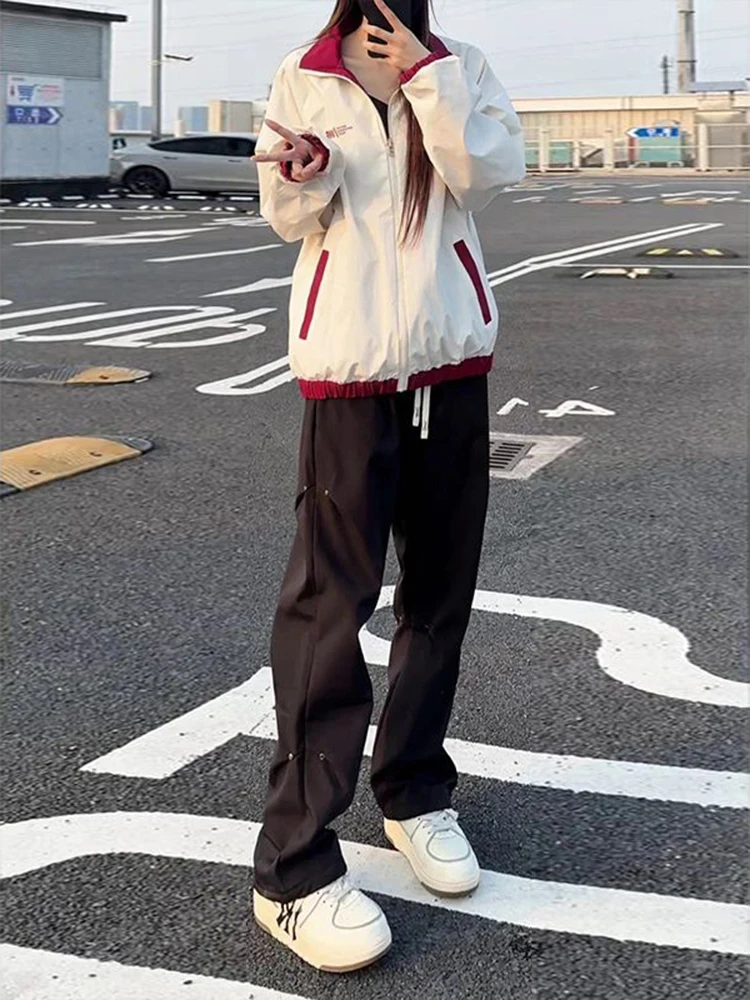 

Bla Fce Lined Cargo Pants Men's Winter Windproof Waterproof Rivet Pleated Workwear Trousers American Sle Tee-Proof P...