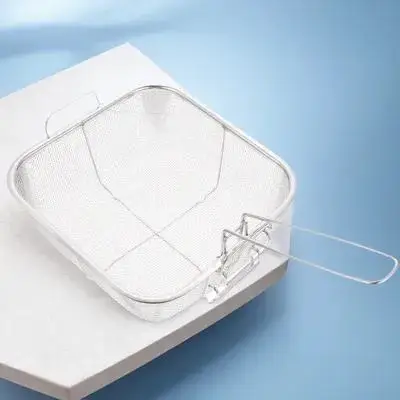 

1pc Square Frying Basket Stainless Steel Heavy Duty For Hot Pot Cooking Oil Drainage French Fry Strainer Multi-Purpose Deep Fry