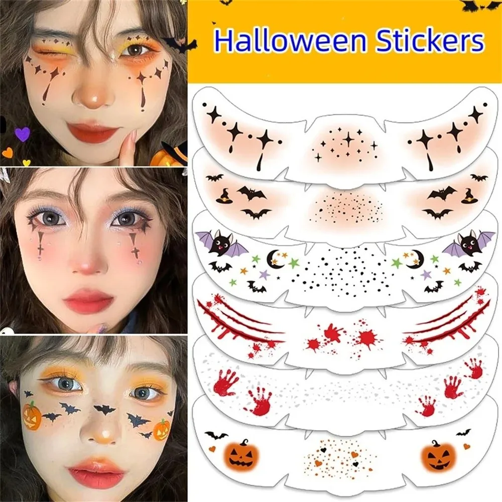 مقاوم للماء هالوين الوجه الوشم ملصق النمش DIY ملصقات الوشم المؤقت الساخن ختم ماكياج التصحيح حفلة الهالوين