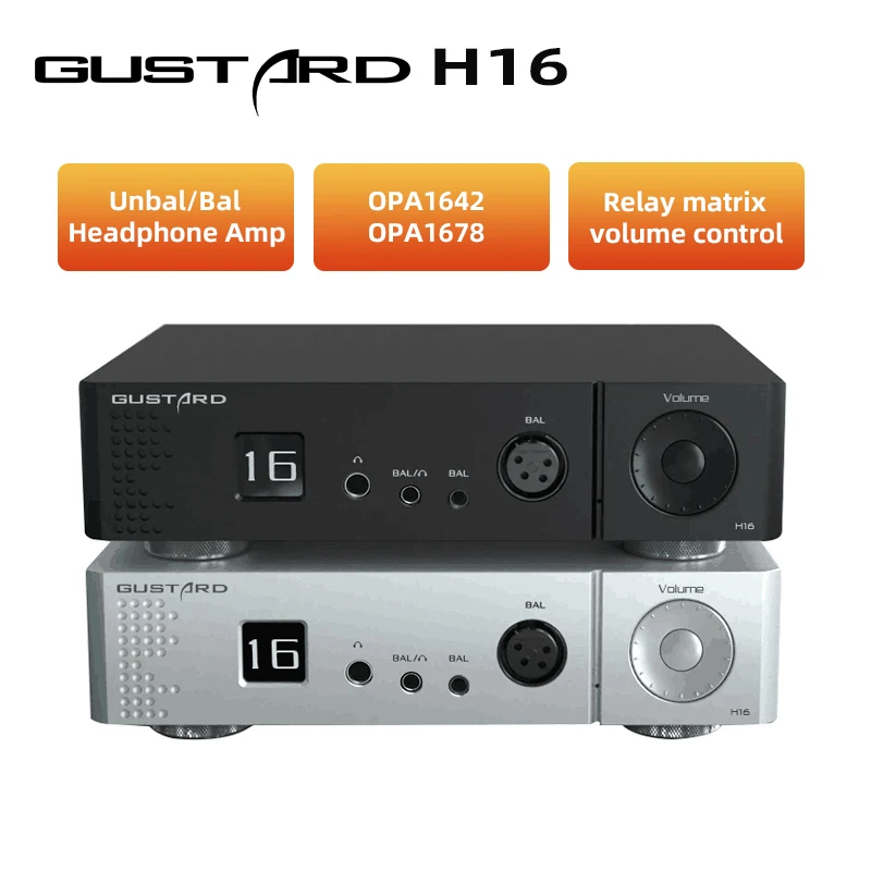 GUSTARD H16 Headphone Amplifier Hi-Res OLED Display XLR/RCA Balanced Pre Amplifier Great Companion of Gustard X16 Decoder