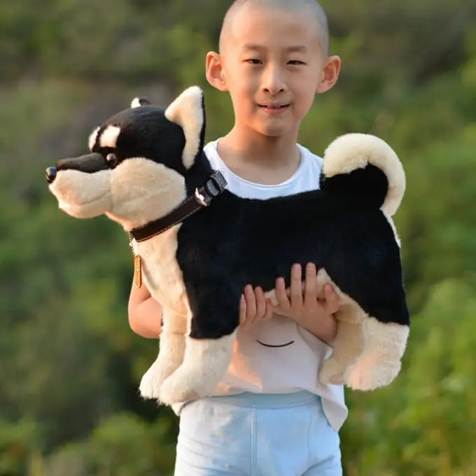 Realistic Shiba Inu and Akita Inu Plush Doll, Simulated Stuffed Dog Toy for Children's Festival Gift, Limbs Without Aluminum Wire, Cannot Stand Upright on Table