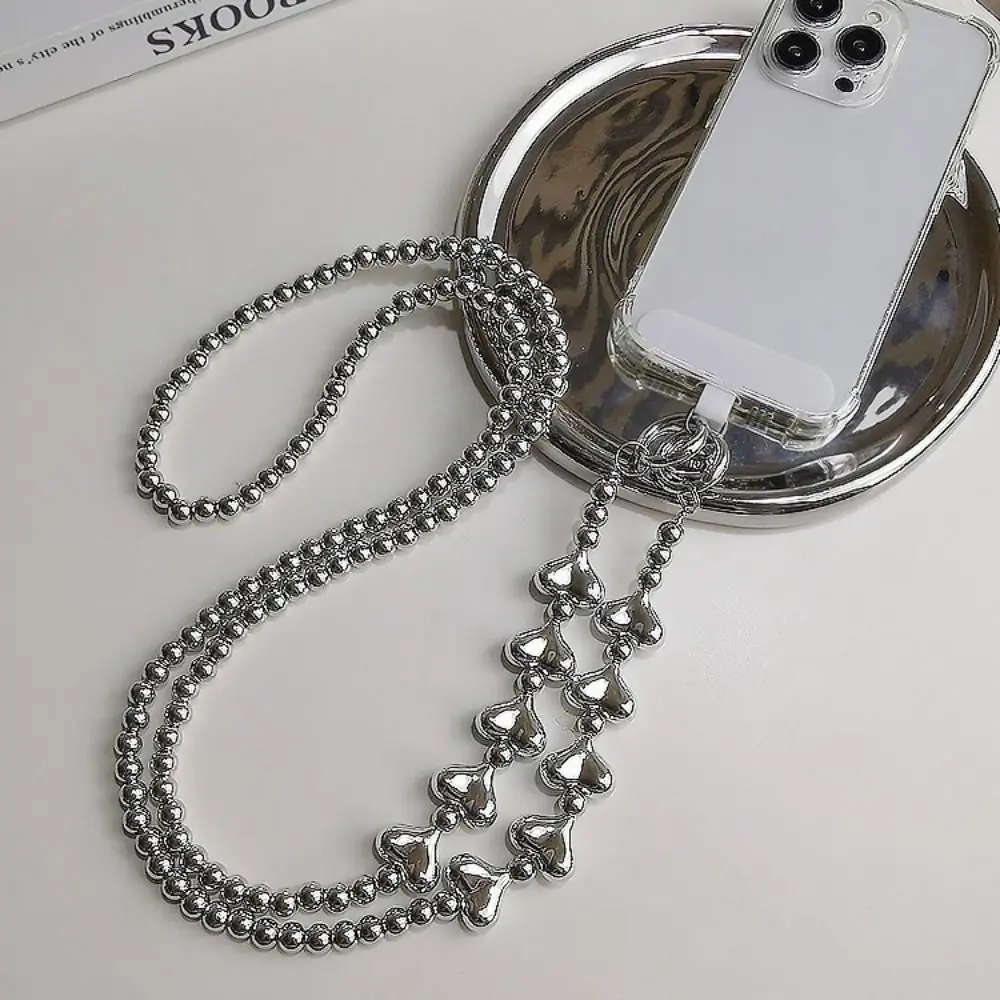 With Card Heart Long Mobile Phone Lanyard Diagonal Lanyard Beaded Crossbody Phone Chain Y2k Replace DIY Mobile Phone Chain