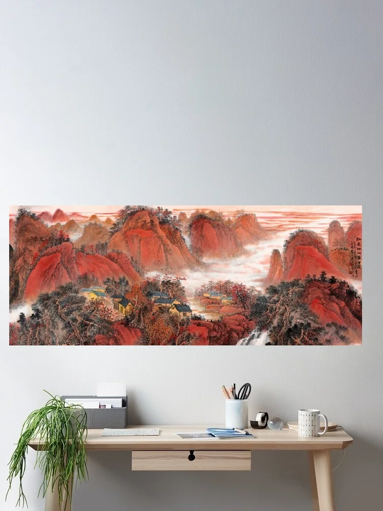 Ten Thousand Miles of Rivers and Mountains landscape painting, Print Art Canvas Poster, For Living Room Decor, Home Wall Picture