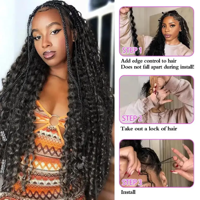 Cabelo Humano para Tranças Ondulado Profundo Sem Trama 110g 1 Pacote Cabelo Cacheado Volumoso e Espesso para Tranças