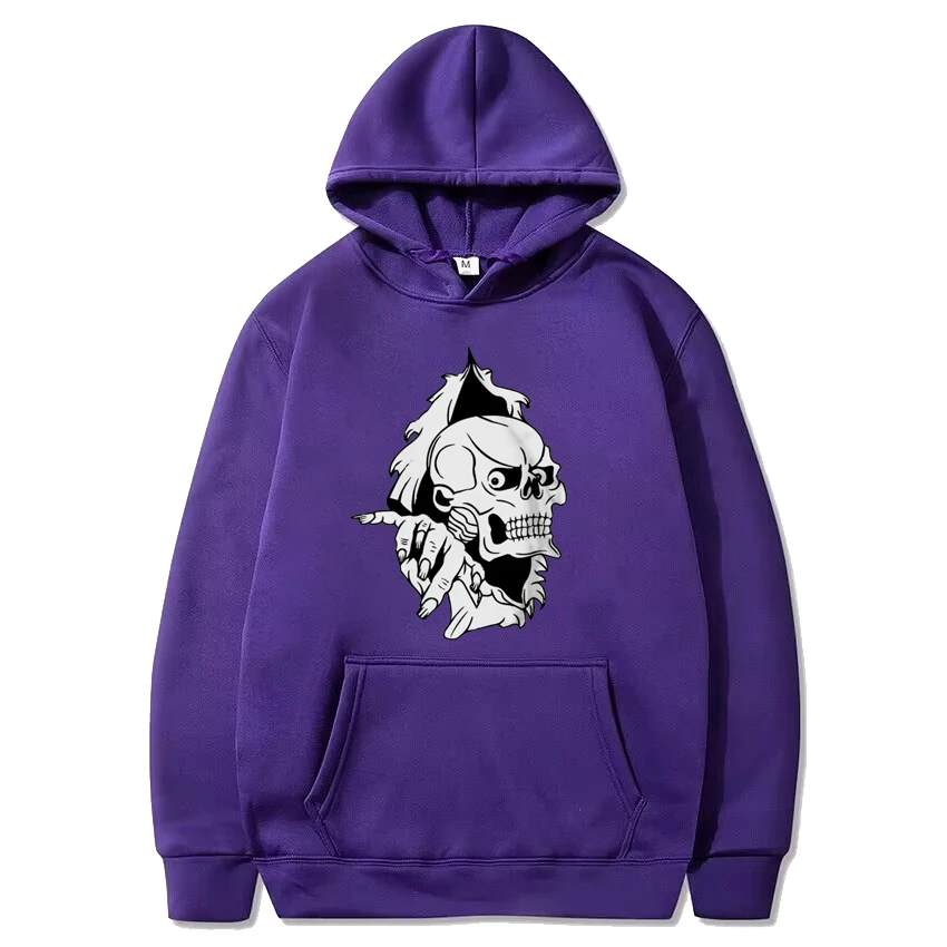 Hot sale Horror Skull Graphic New Hoodies Men Women rap Hip Hop Fleece Long sleeve streetwear Unisex vintage Oversized pullovers