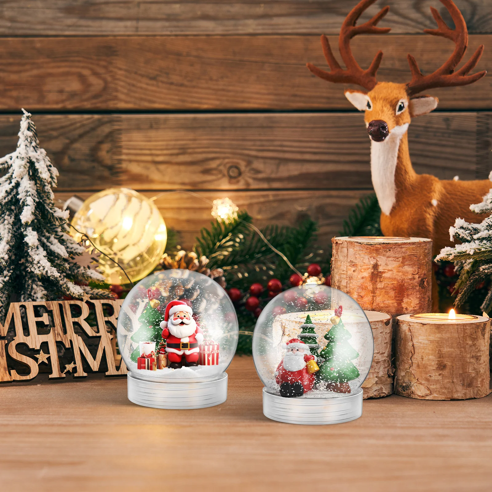 

5Pcs Snow Globes Clear Plastic DIY Screw Cap Fillable Water Globe Christmas Decoration Craft Kit for Home Office Kids