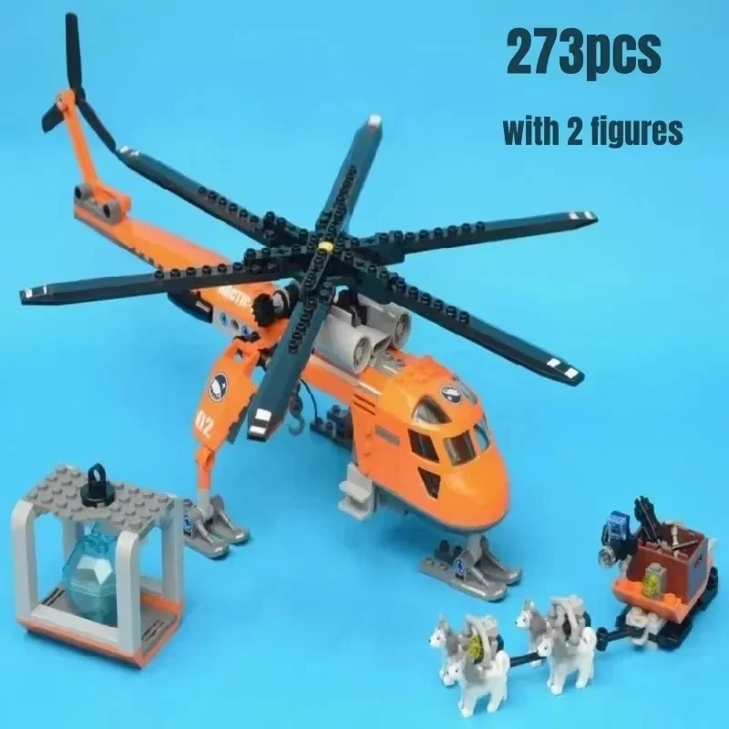 Compatible MOC Sets City Series Building Blocks Arctic Helicrane Aircraft Husky Dog Children's Toys Assembling Gifts 60034
